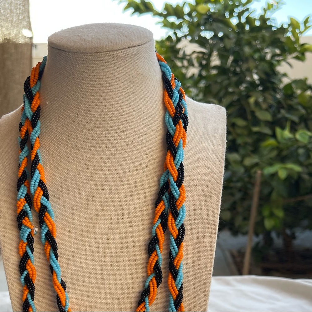 Native American Statement Beaded Necklace Tassle … - image 4